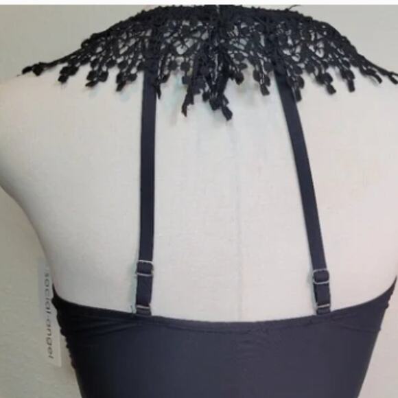 NWT Social Angel Unique Black Lace One Piece Swimsuit Size XL - Picture 7 of 7